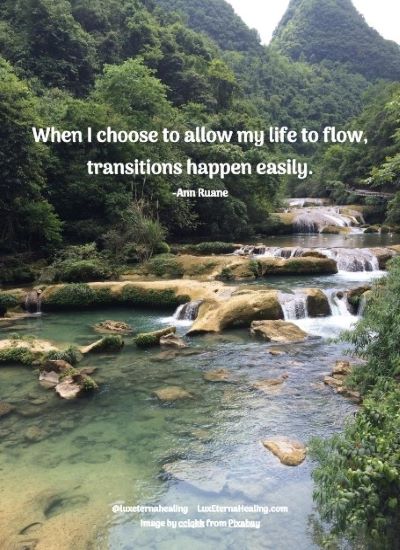 When I choose to allow my life to flow, transitions happen easily. -Ann Ruane