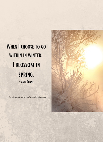 When I choose to go within in winter, I blossom in spring. Ann Ruane