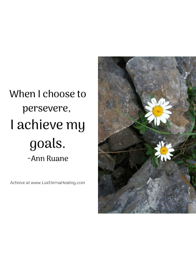 When I choose to persevere, I achieve my goals. ~Ann Ruane
