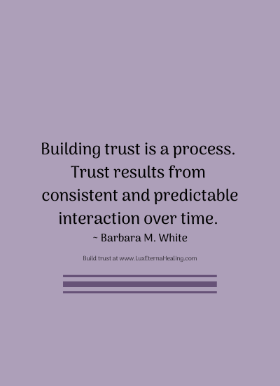 Building trust is a process. Trust results from consistent and predictable interaction over time. ~ Barbara M. White