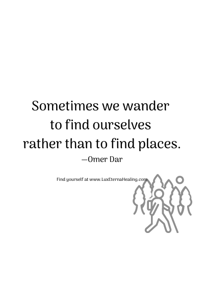 Sometimes we wander to find ourselves rather than to find places. —Omer Dar