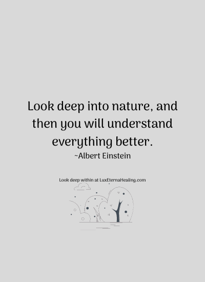 Look deep into nature, and then you will understand everything better. ~Albert Einstein