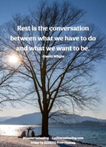 Rest is the conversation between what we have to do and what we want to be. -David Whyte