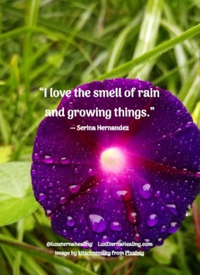 “I love the smell of rain and growing things.” ― Serina Hernandez