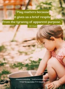 "Play matters because it gives us a brief respite from the tyranny of apparent purpose." ~ Jill Vialet