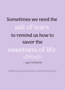 Sometimes we need the salt of tears to remind us how to savor the sweetness of life. ~ Lysa TerKeurst