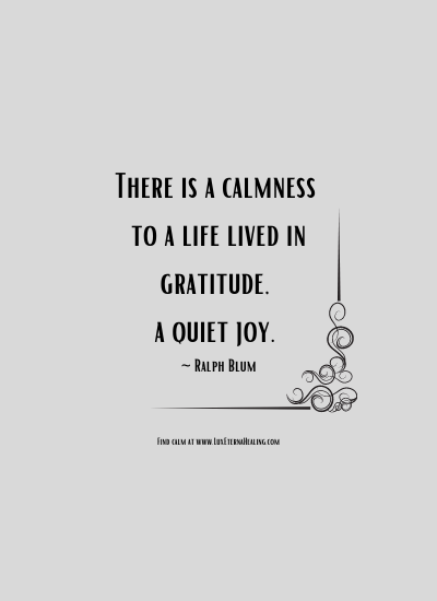 There is a calmness to a life lived in gratitude, a quiet joy. ~ Ralph Blum