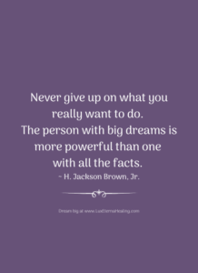 Never give up on what you really want to do. The person with big dreams is more powerful than one with all the facts. ~ H. Jackson Brown, Jr.