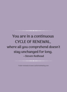 You are in a continuous cycle of renewal, where all you comprehend doesn't stay unchanged for long. ― Steven Redhead