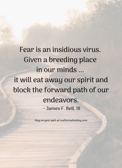 Fear is an insidious virus. Given a breeding place in our minds ... it will eat away our spirit and block the forward path of our endeavors. ~ James F. Bell, III