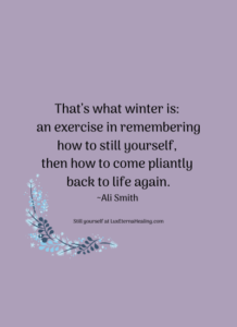 That’s what winter is: an exercise in remembering how to still yourself, then how to come pliantly back to life again. ~Ali Smith