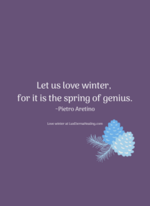Let us love winter, for it is the spring of genius. ~Pietro Aretino